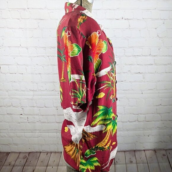 Vintage Kennington Ltd Red/Green Hawaiian Shirt M - Picture 7 of 11